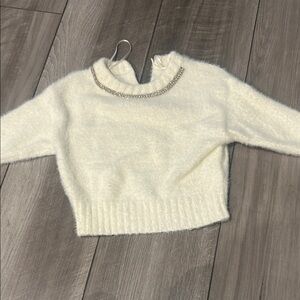 Chelsea & Violet White Sweater with Sparkling Neckline